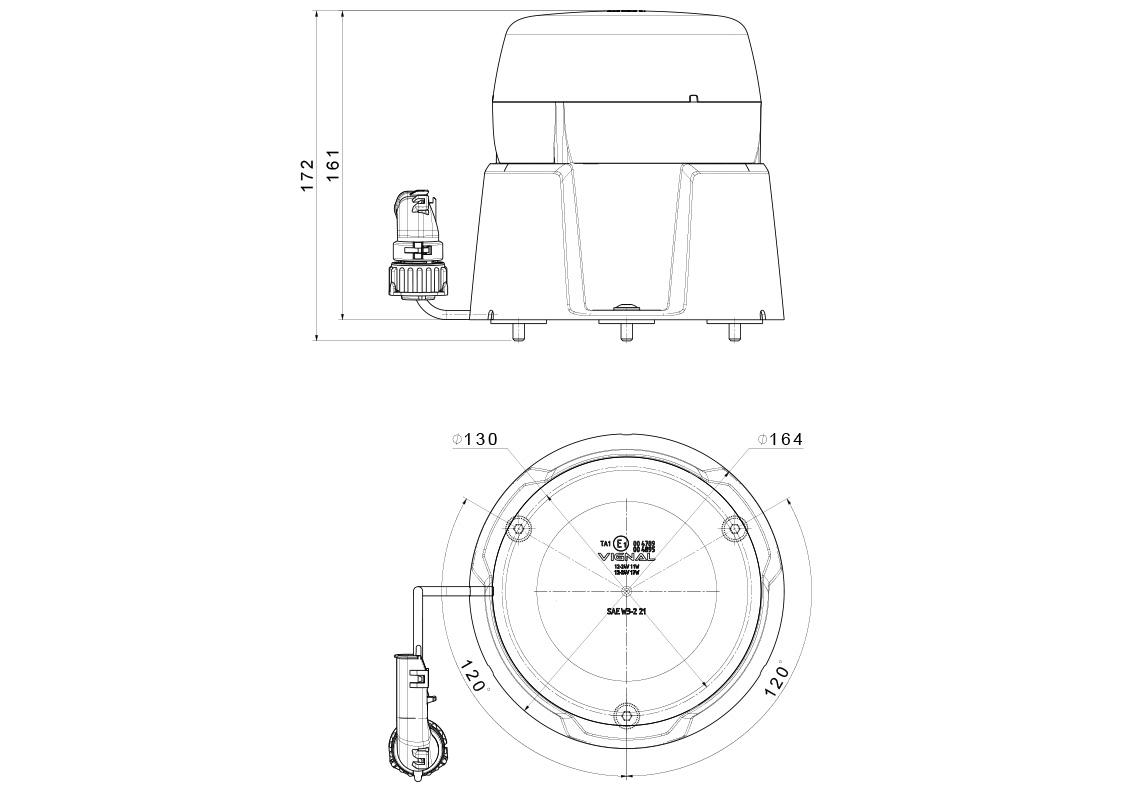 Gyrophare led ATLAS 3 vis lumière rotative ambre RENAULT